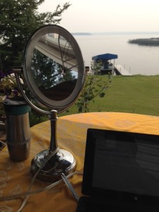 magnifying mirror at lake