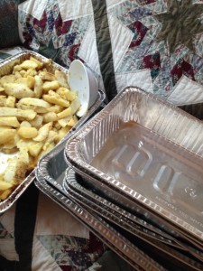 tin foil trays and potatoes
