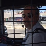 Cranky bus diver.. is the cage for our protection o his? lol