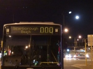 scarbourough beach bus and full moon